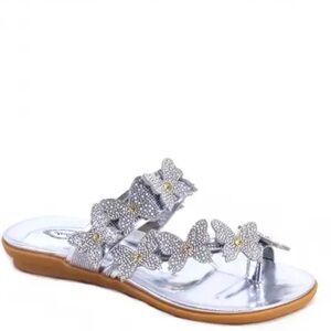 2026 Italina BUTTERFLY Silver Elegant Toe Ring Women's Padded Comfort Sandals